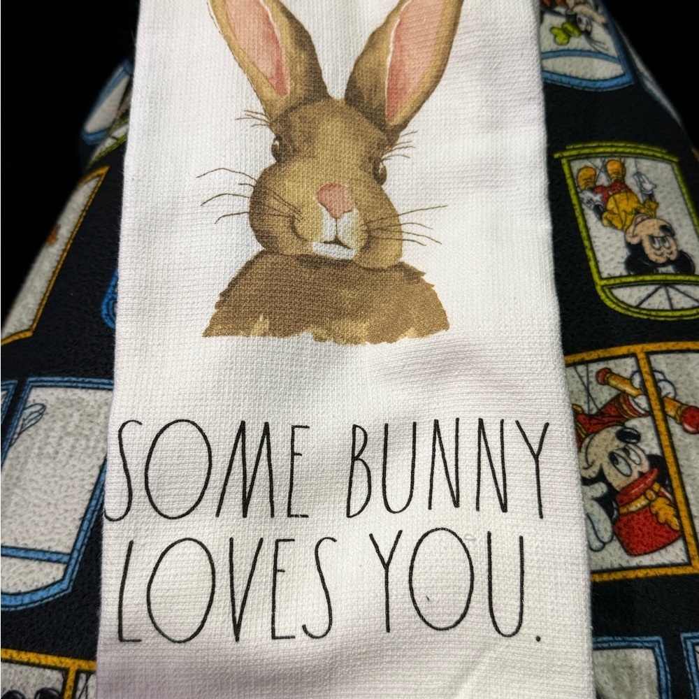 Rae Dunn White Kitchen Towels - set of 3- BUNNY LOVE- NWT